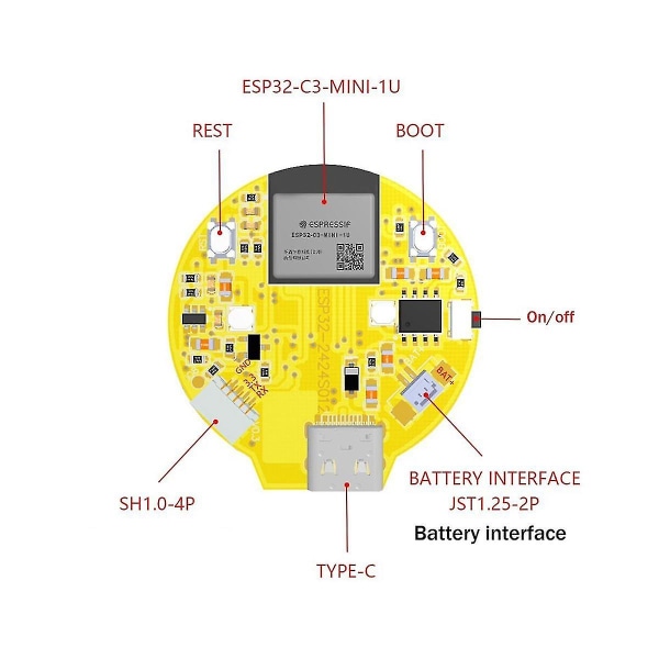 Esp32-c3 Development Board 1,28 tommers rund LCD-skjerm berøringsskjerm med Wifi Bluetooth-modul