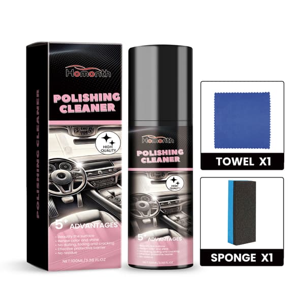 Bilinteriør Poleringsrens, 100 ml med håndkle og svamp