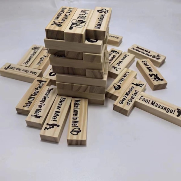 Block Tower Jenga Peli Pariskunnalle - Romanttinen Jenga Peli
