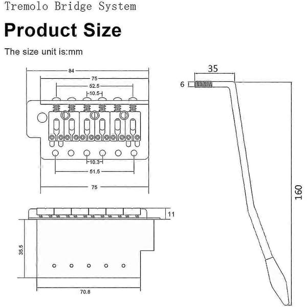 52,5 mm Gitarrtremolobrosett for Strat Elektrisk Gitar Bytte