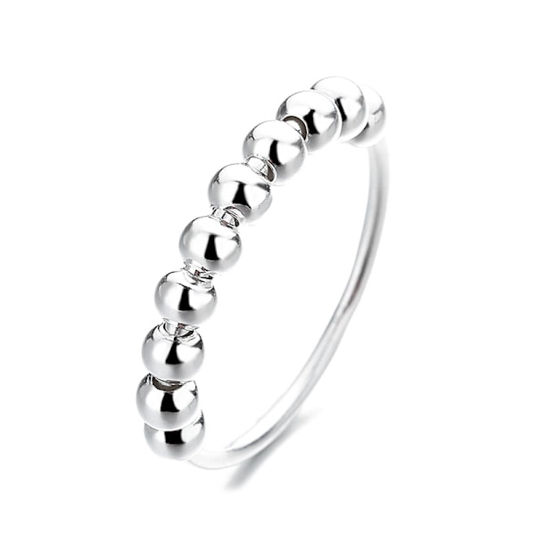Anti-stressring med 10 roterbara pärlor Koppar Platina 18,5 mm