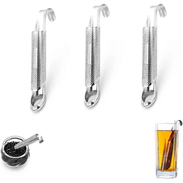 3-pack rostfritt stål te-sil, cylindrisk te-infuser, testick-sil