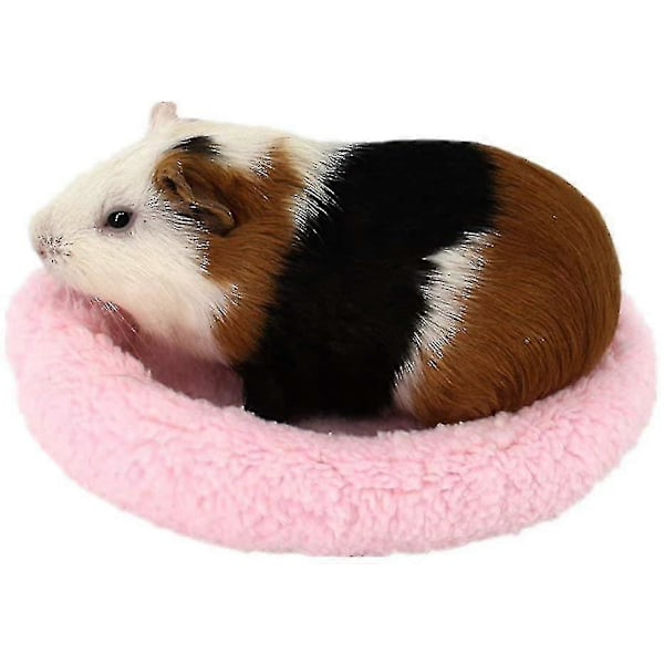 Pehmeä ja mukava pyöreä lämmin fleece-hamsterin sänky nukkumismatto (vaaleanpunainen, 1 kpl)
