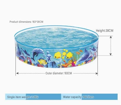 1,52×25 cm hårdplast barnpool, mångsidig bollhav fiskodlingspool hushållspool