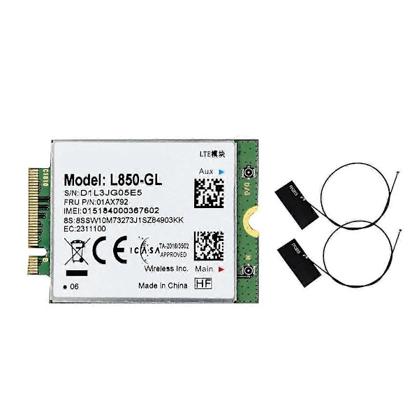 L850 Wifi-kort + 2 antenner 01ax792 Ngff M.2-modul för T580 X280 L580 T480s T480 P52s