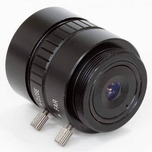 -Mount-objektiv för HQ-kamera, 12 mm längd med manuell fokus och justerbar bländare