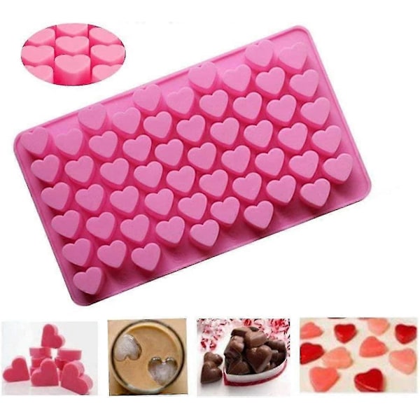 Mini Hjärtformade Silikonformar för Isbitar/Chokladformar Rosa