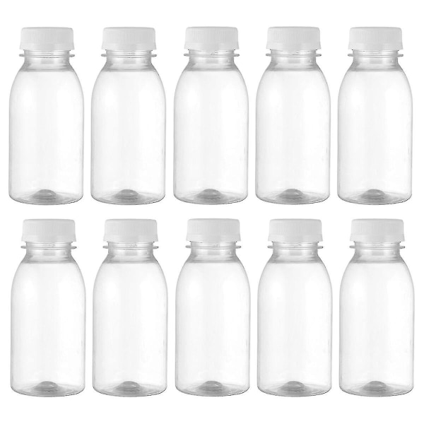 10 st genomskinlig plastflaskor för förvaring av mjölk Dricksflaska klar mjölkvatten juiceflaska Black XXL