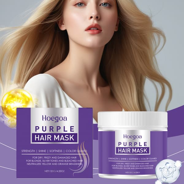 Lila Hårmask, Neutraliserar Gula Toner & Reparerar Torrt, Skadat Hår