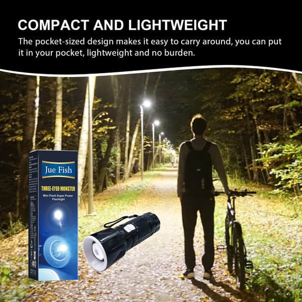 Ficklampa med superstark LED, kompakt och lättviktig