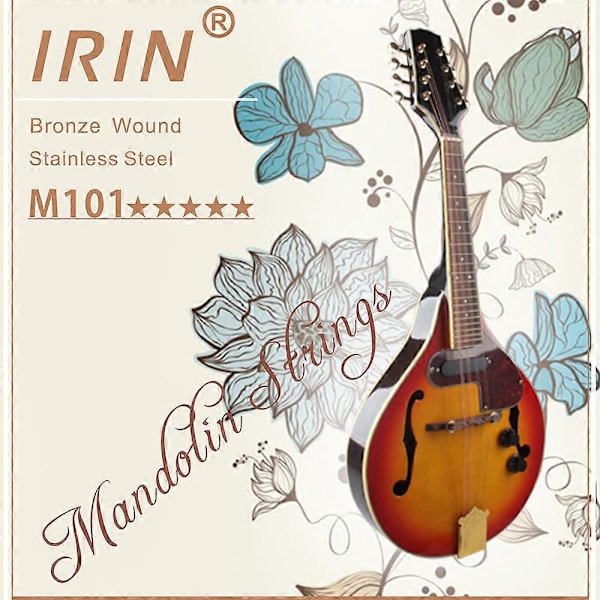IRIN M101 Komplett Sett Mandolin Strenger Bronseviklet Rustfritt Stål Sølv & Gullfarget (.010-.034)
