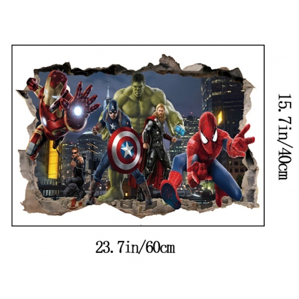 1-Pack Superhjälte Väggdekaler för Pojkrum - Skala och Fäst Vinyl Klistermärken för Barnrum - 23.7\" x 15.7\"