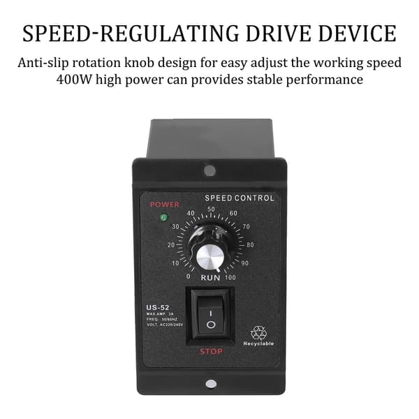 400W Motorhastighetskontroller US52 Mikro AC Motorhastighetsregulator UX52 Digital Hastighetsvisning