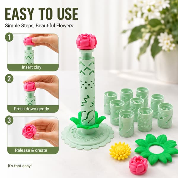 DIY Blomsterformer i leire, 3D Blomsterformende Lekedeig Blomsterextruder Style 1