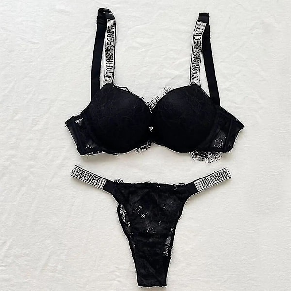 Sextuellt Bekvämt Lingerie Set för Kvinnor Push Up BH Victoria's Secret Lingerie Set Dam 2-Delat Underkläder Lace follows2 75C