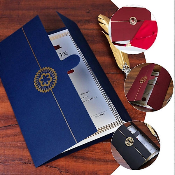 3 stk. Guldstempling Certifikat Cover Papir Dokument Covers Certifikatholdere Diplomholdere