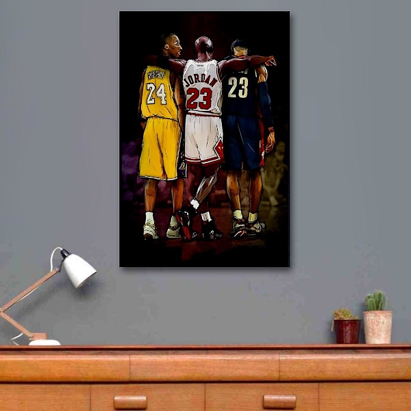 Kobe Bryant, Michael Jordan, LeBron James Poster Cover Canvas Poster Soveværelse Sports Landskab Kontor Værelse Sæt