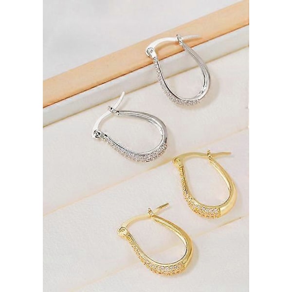 2 Par Hoop Øreringe Dame Øreringe Cirkel Zirconia Øre Hoops Øre Tilbehør