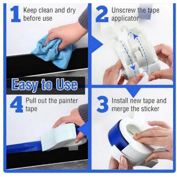 20*19*10cm Malertapeapplikator, Malertapedispenser, 1 rull tape for listverk