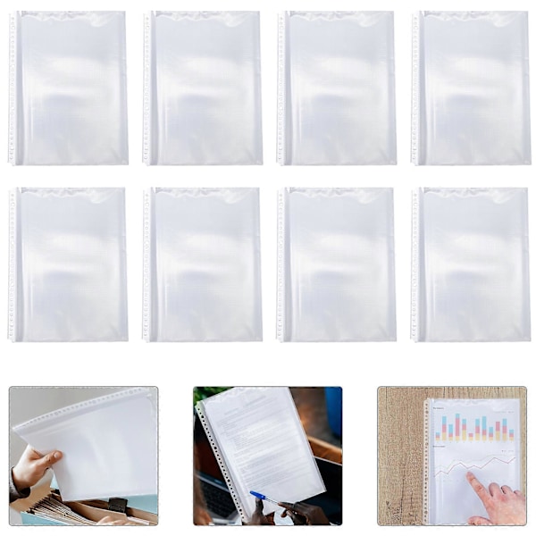100 st Klara Plastfickor för Pärm A4 Sida Fickor Dokument Pärm Fickor