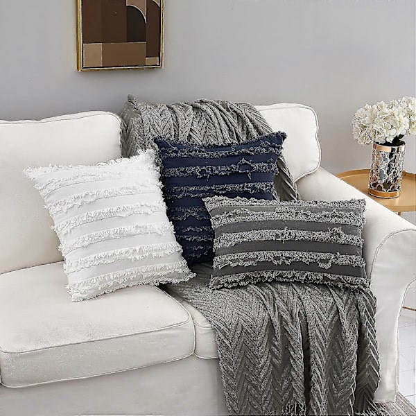 Hvite putetrekk til sofa, stol, 20 x 20 tommer