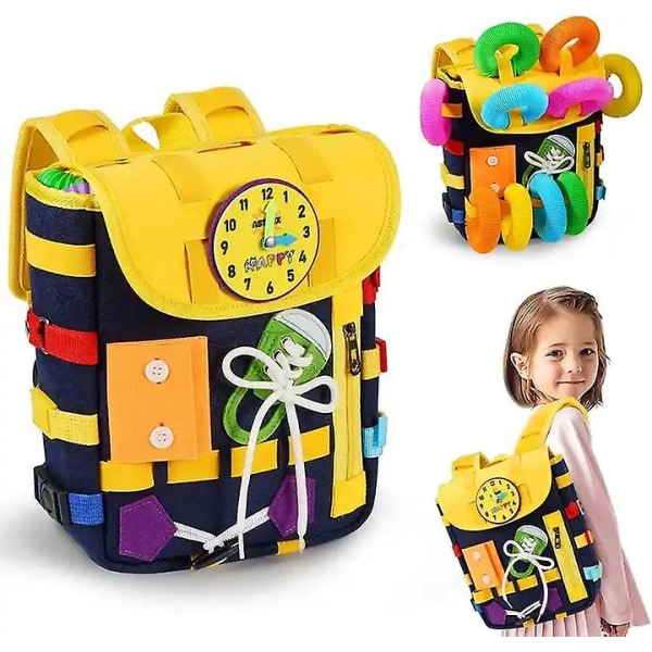 Toddler Busy Board Early Education Toys Filtryggsäck för barn Beige M