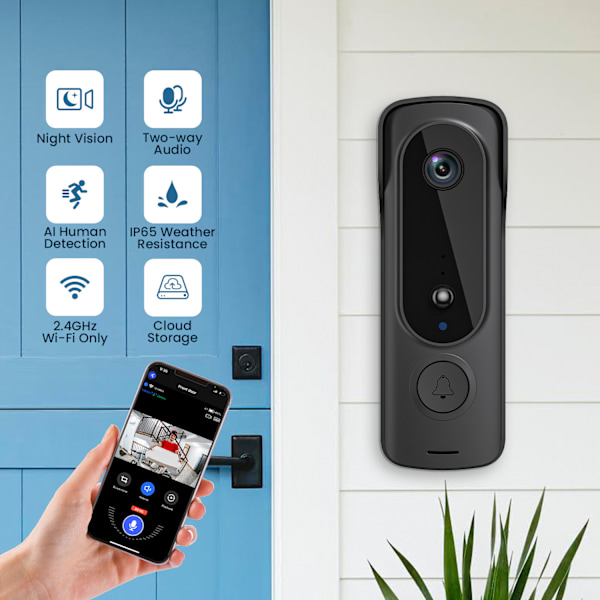 Ny Tuya Smart APP Videodörrklocka Trådlös WiFi Fjärrvideo Intercom Övervakning Dörrklocka