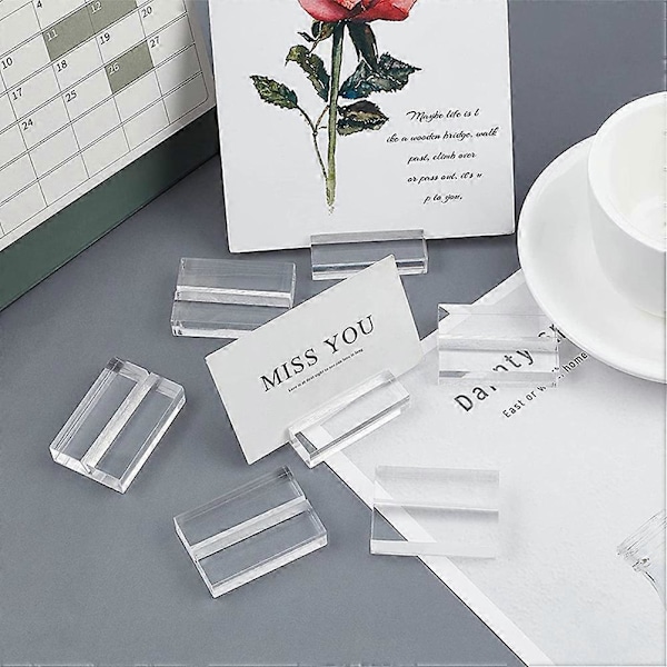 4 stk. Gennemsigtige Akryl Bordkortholdere Bryllupsbord Memo Holder Stand Base