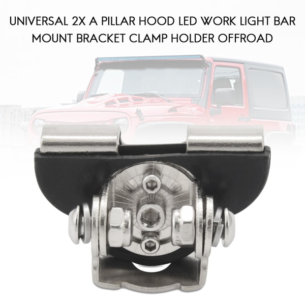 Universal 2x A Pillar Hood Led Arbejdslys Bar Mount Bracket Clamp Holder Offroad
