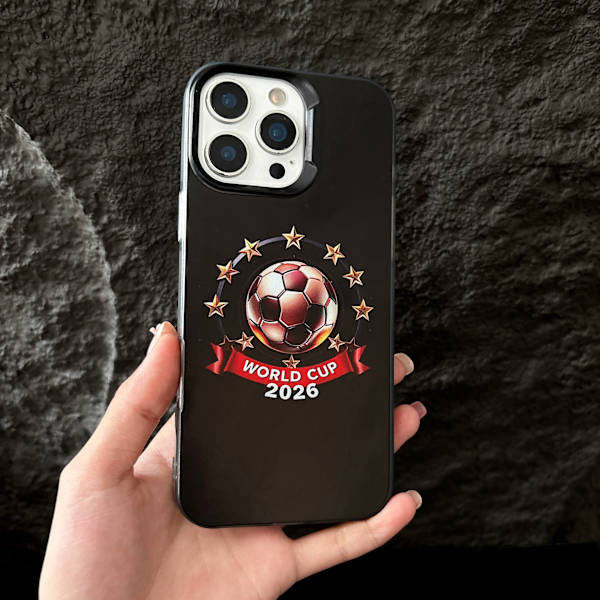2026 VM Fodboldmønster Sort Telefoncover til iPhone14plus