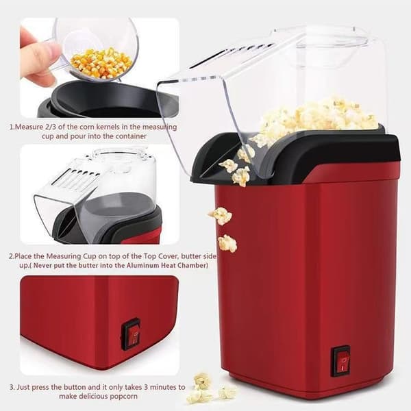 Kuumailmapopcornkone, öljytön sähköinen popcornkone kotielokuvailtoihin