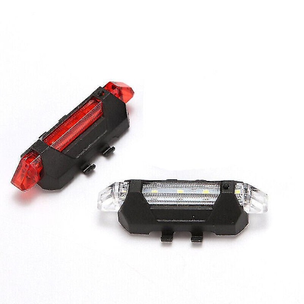 Genopladelig USB LED Cykel Baglygte Rød Lys Cykling LED Bag Multi Farve. (rød + hvid) (2 stk