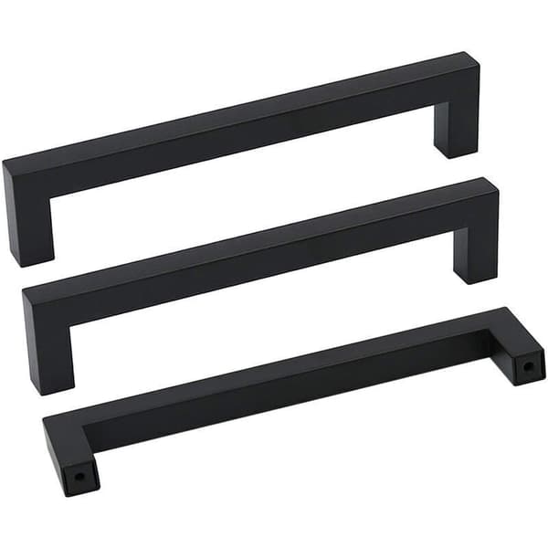 Sæt med 10 møbelgreb i rustfrit stål, 160 mm, moderne skuffegreb til kommode, garderobe, dør, sort
