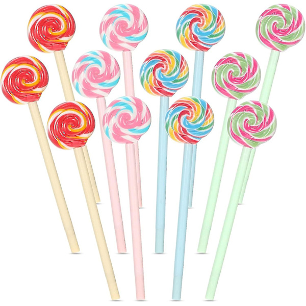 Lollipopformade pennor Söta godisrullpennor Flerfärgade lollipop-kulspetspennor Regnbågsvirvlande gelbläckpenna för studenter barn (20 stycken)