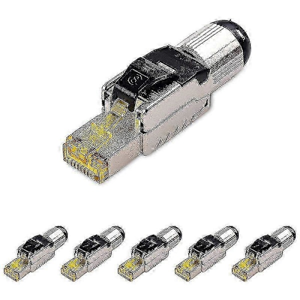 6-pack verktygsfria skärmade RJ45 Cat 8, Cat8-avslutningsplugg, Cat8-plugg