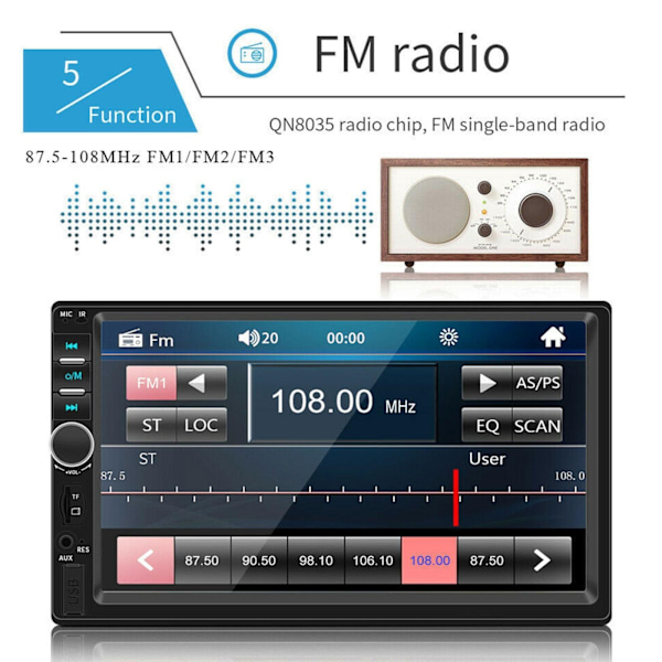 Forbundet HD 7-tommer bil MP4 kort afspiller bil MP5 afspiller Bluetooth bakkamera 7018B