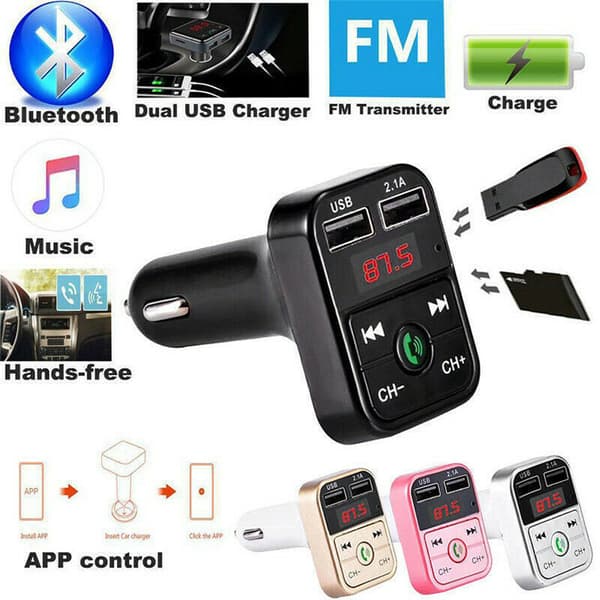 B2 Bil MP3-spiller Sigarettenner Bluetooth FM-sender, Trådløst Håndfrisett, Dobbel USB Billader Auto Lydadapter A