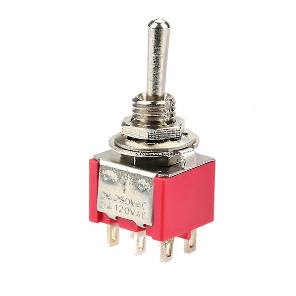 10 stk. ON OFF ON Momentary Toggle Switch DPDT 6 Pins 6mm 2A+250VAC 5A+125VAC