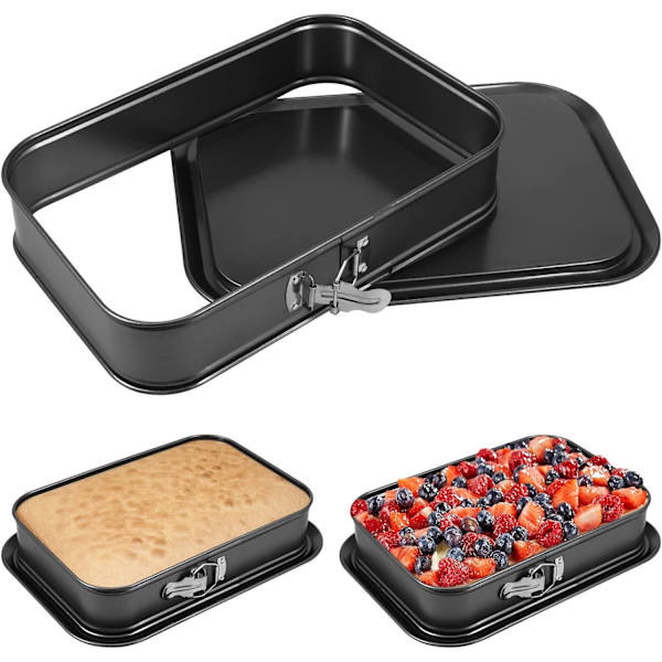 Springform kakeform, non-stick ostekakeform, 9,4x14 tommer rektangulær kakeform i metall