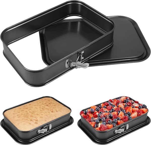 Springform kakform, non-stick cheesecakeform, 9,4x14 tum rektangulär kakform i metall