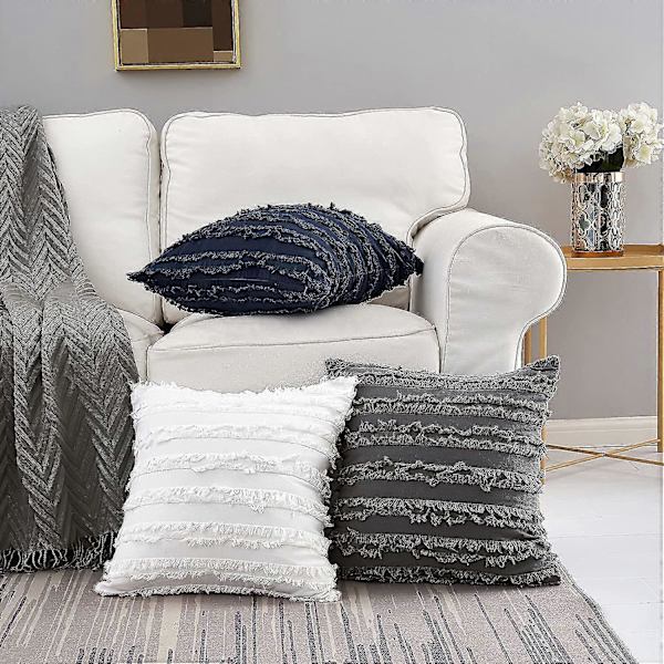 Hvite putetrekk til sofa, stol, 20 x 20 tommer