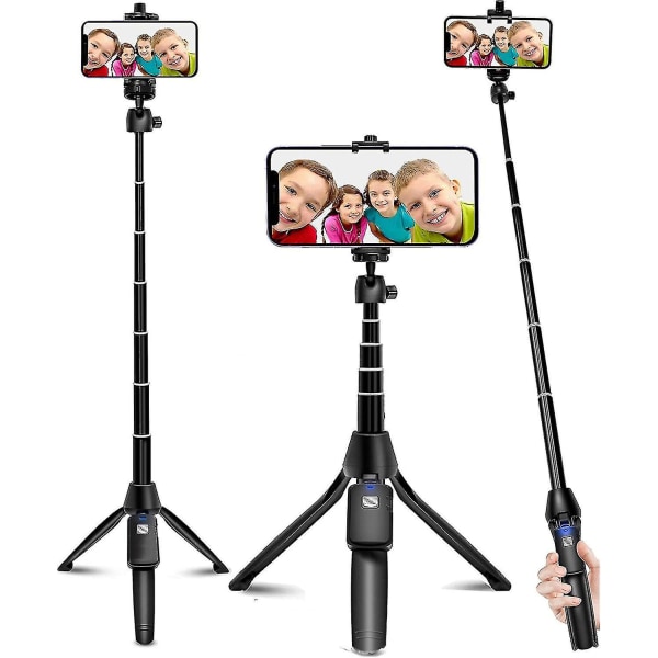 Selfie Stick, 40 tommers uttrekkbar Selfie Stick-stativ, telefonstativ med trådløs fjernkontroll, gruppe-selfies/livestreaming/videoopptak kompatibel