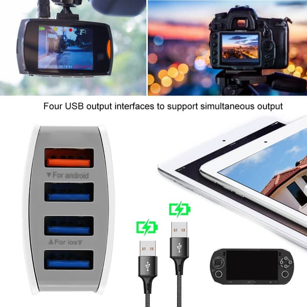 4-Port USB 3.0 Rask Billader Hurtiglading Blå LED med Smart IC ABS