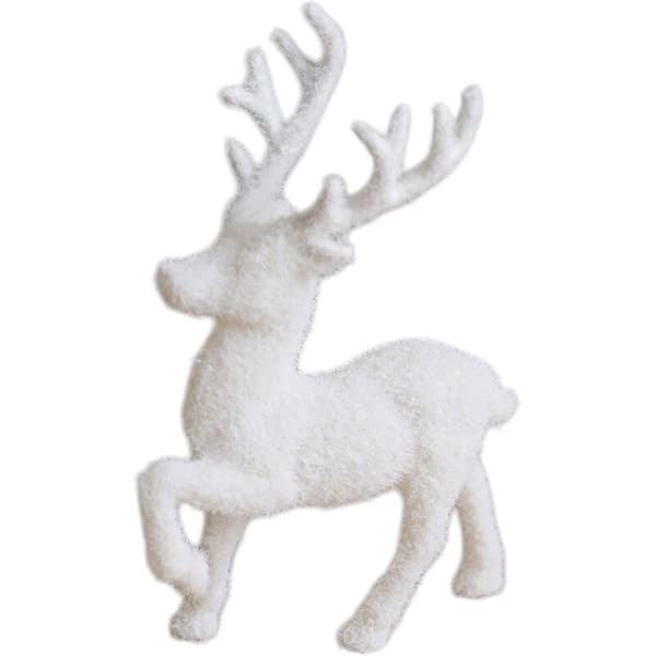 Rensdjursfigur - fristående - vit - 14 cm