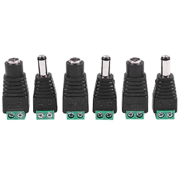 6 kpl 5,5 x 2,1 mm naariväli + uros CCTV DC virtapistokkeen sovitin korjausosat