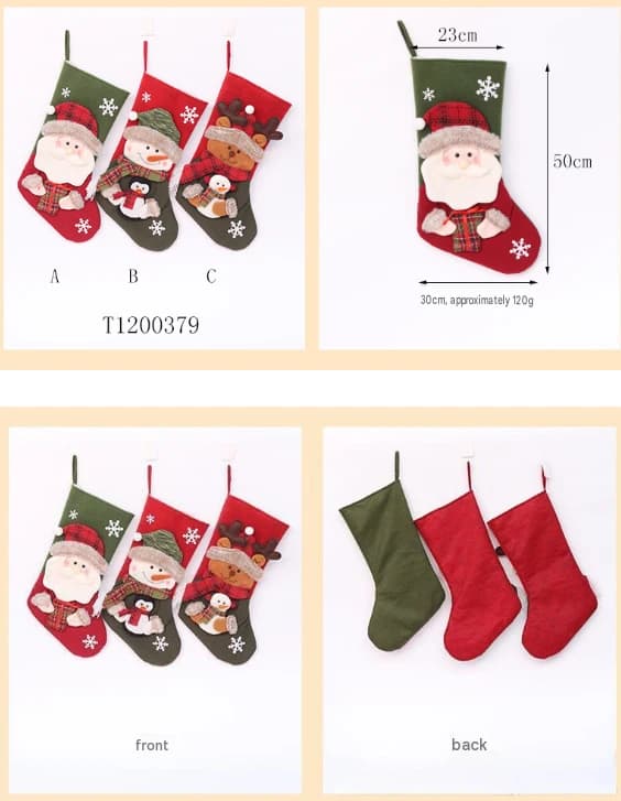 Tomte Snögubbe Älg Julstrumpa, Presentpåse, Julgransprydnad, Godispåse för Juldekoration Style 2
