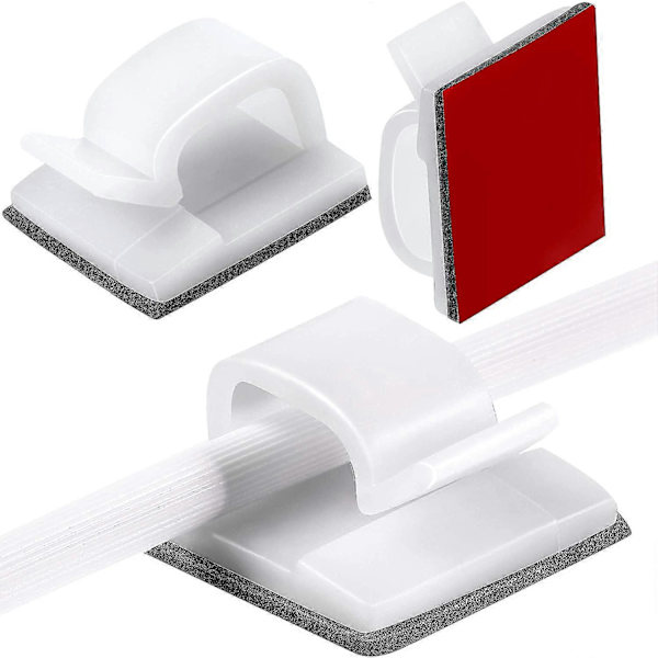 100 stk Mini Utendørs Kabelklips med Limtape Lys Klips Dekor Klips Selvklebende Kroker Wire Holder for Fe Lys (Hvit, Liten)