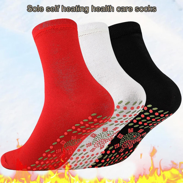 3 par selvvarmende sokker Hudvenlige letvægts unisex malurtterapi turmalinstrømper til sport