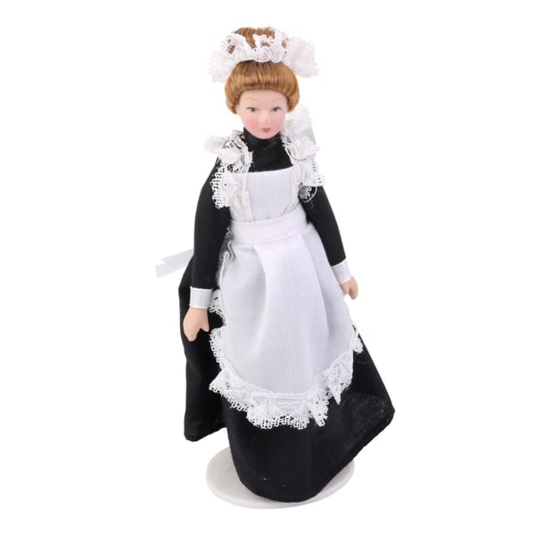 2 Pieces Dollhouse Miniature Posliininukke Viktoriaaninen palvelijatar Lady Girl -nukke