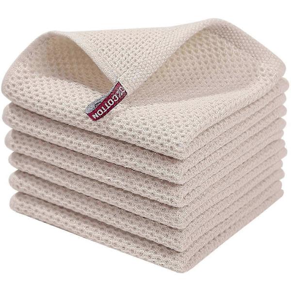 Teepyyhkeet 100% puuvillaa, 6 kpl setti, 30 x 30 cm, pehmeät teepyyhkeet, keittiöpyyhkeet, imukykyiset keittiöpyyhkeet, paksu premium-teepyyhkeet, astianpesuliina, puhdistus